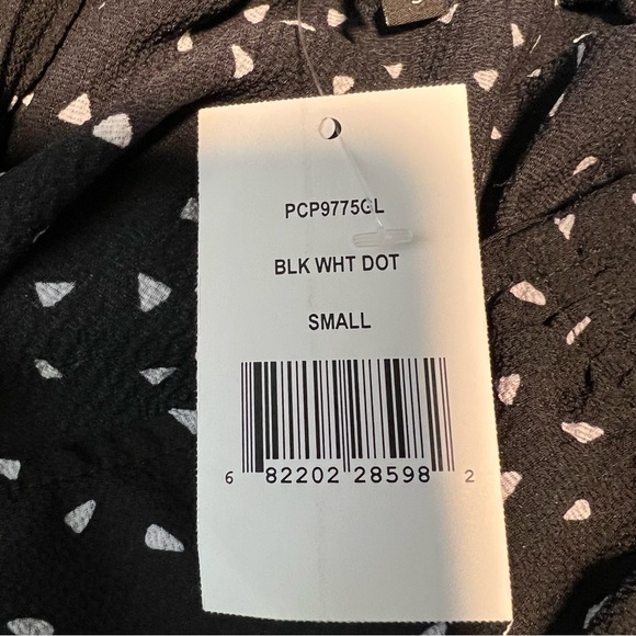 Gibson look Black White Polka Dot Ruffle sleeveless Top - Picture 9 of 12